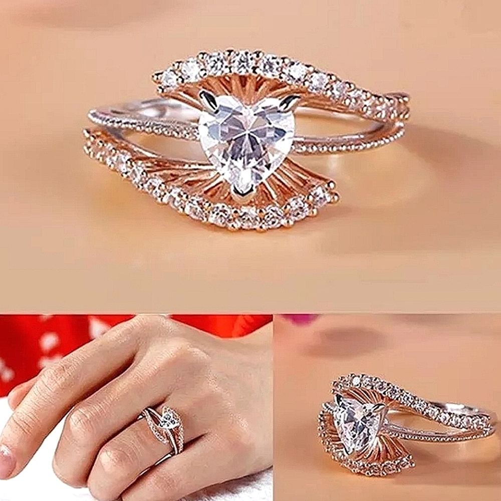 CLEARANCE*NWOT* Exquisite Rose Gold White Zircon Heart Ring